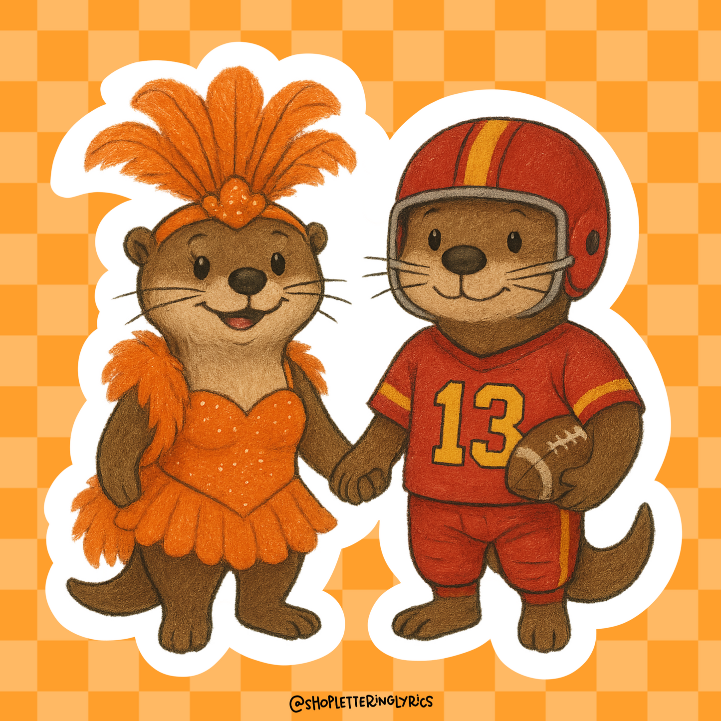 Sparkles & Sports Otters Vinyl Sticker