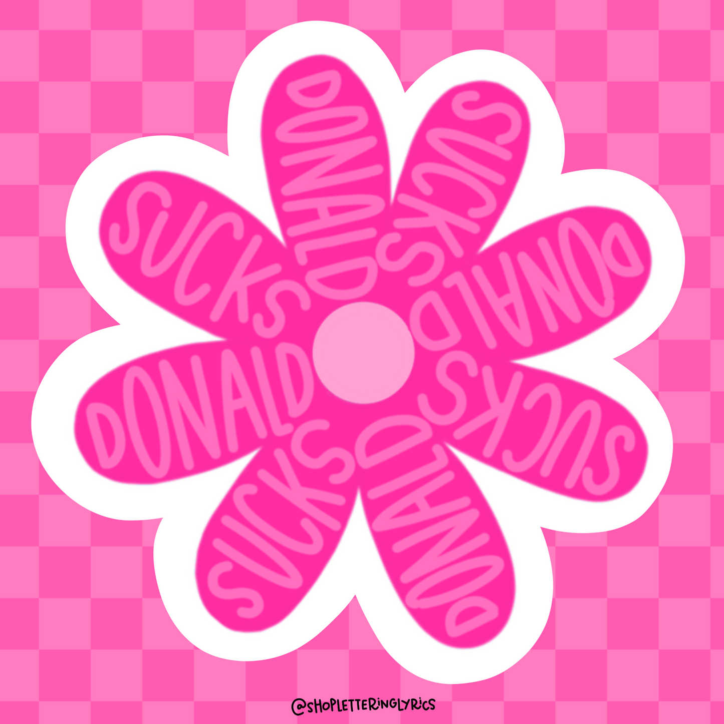 Donald Sucks Hot Pink Flower Vinyl Sticker
