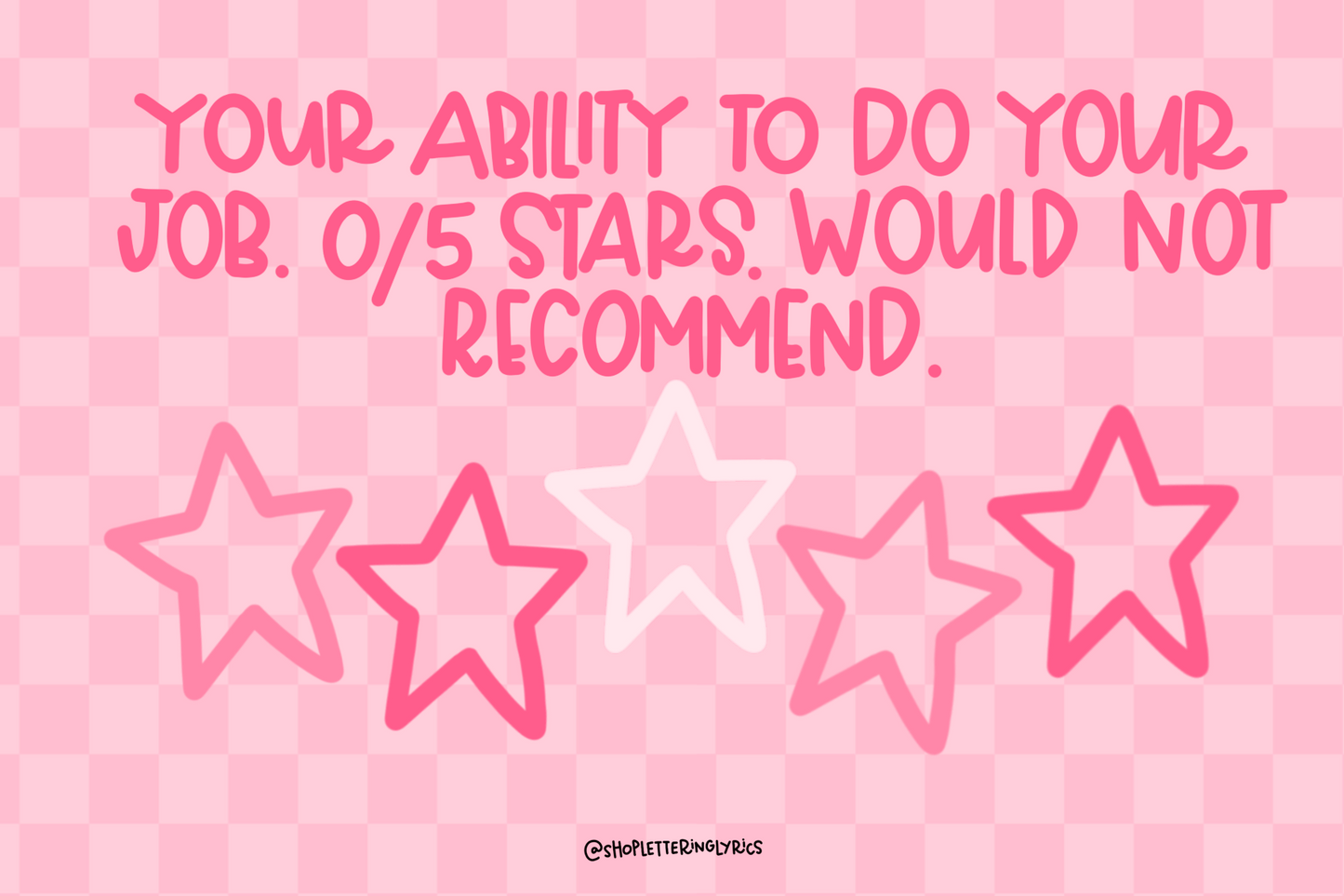 Your Ability To Do Your Job 0/5 Stars Post Card