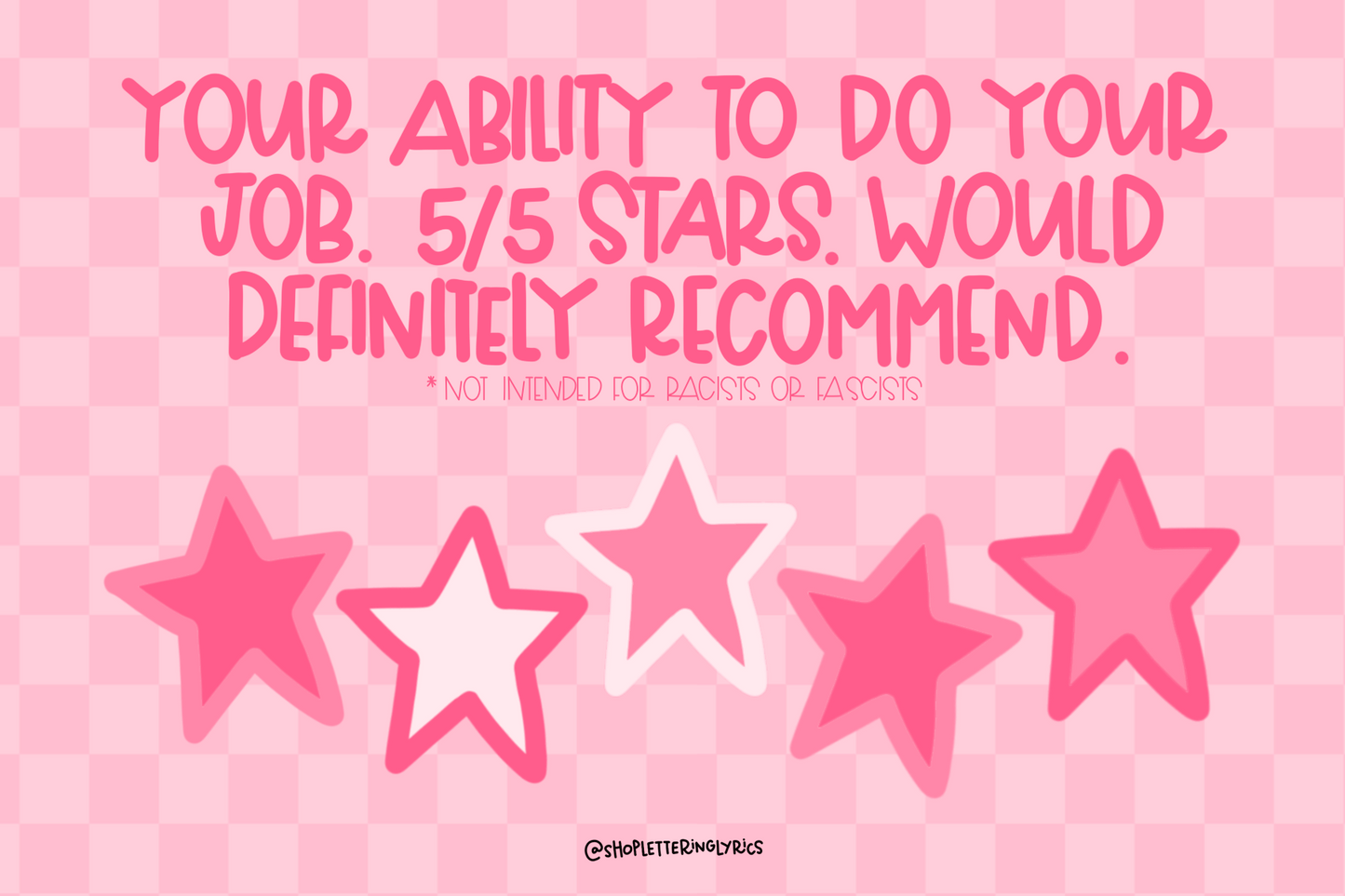 Your Ability To Do Your Job 5/5 Stars Post Card