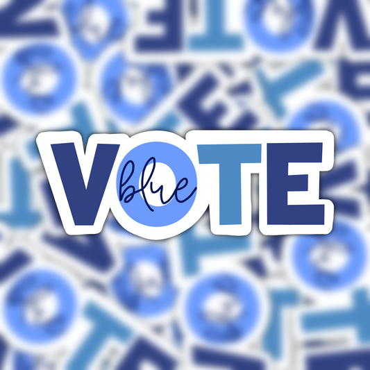 Vote Blue Cursive Vinyl Sticker