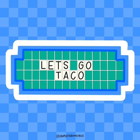 Lets Go Taco Word Game Vinyl Sticker