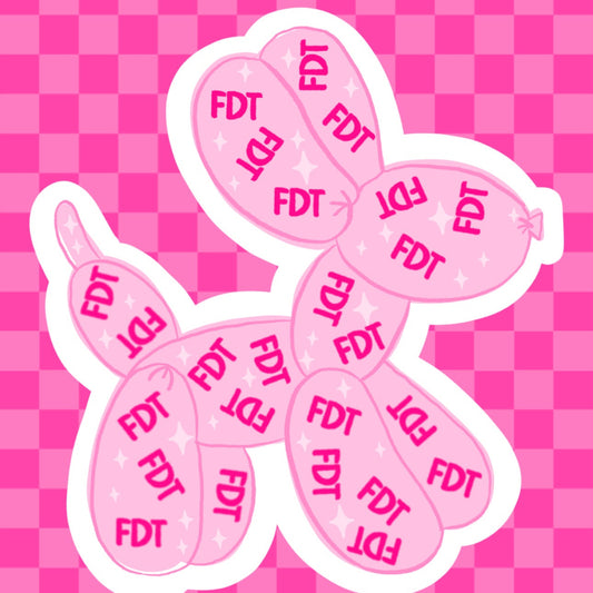 FDT Pink Balloon Dog Vinyl Sticker