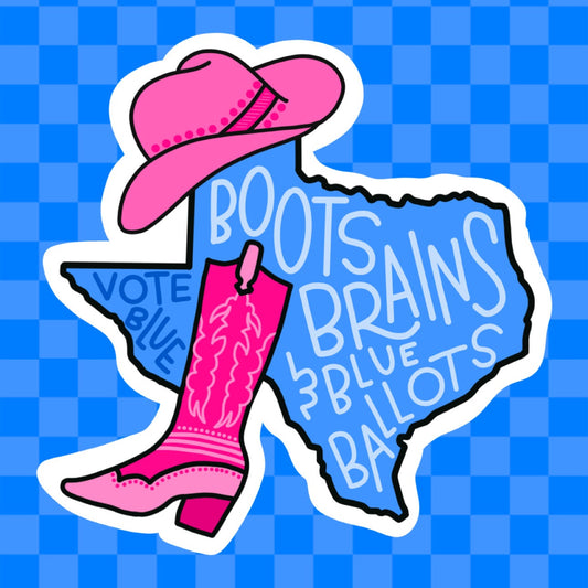 Boots, Brains & Blue Ballots Vinyl Sticker