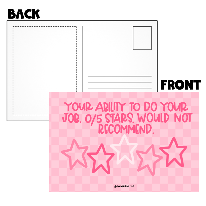 Your Ability To Do Your Job 0/5 Stars Post Card