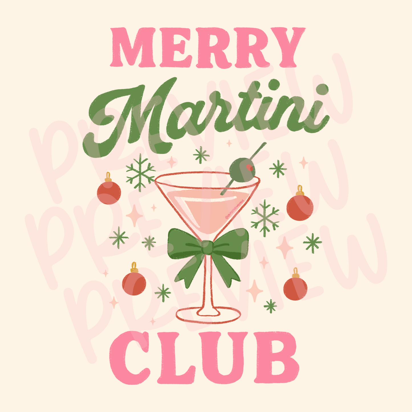 DIGITAL DOWNLOAD Merry Martini Club Home Decor (8.5 x 11 PNG)