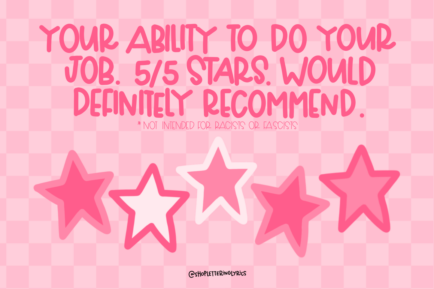 *PREORDER* Your Ability To Do Your Job 5/5 Stars Post Card