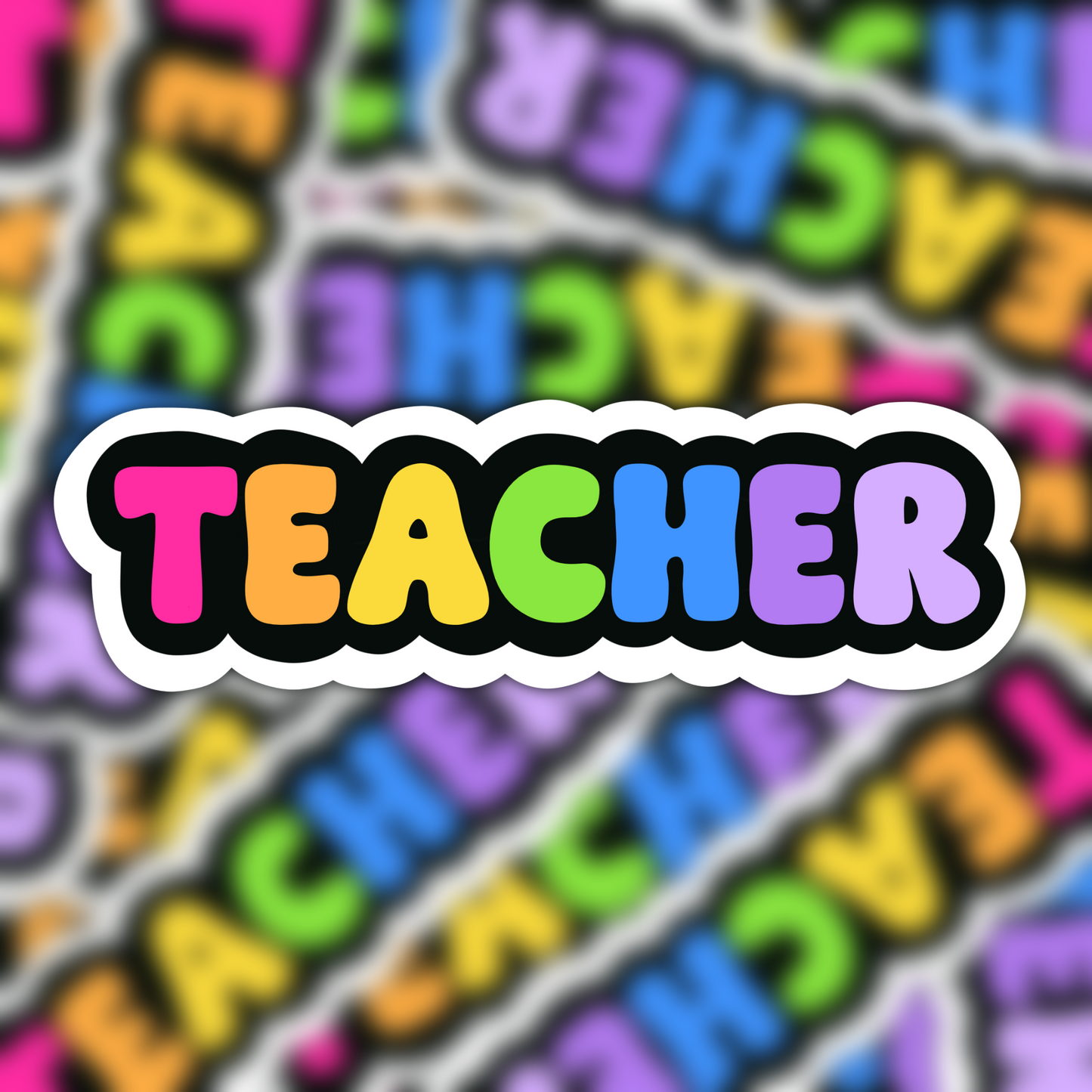 Teacher Bright Rainbow Colored Vinyl Sticker