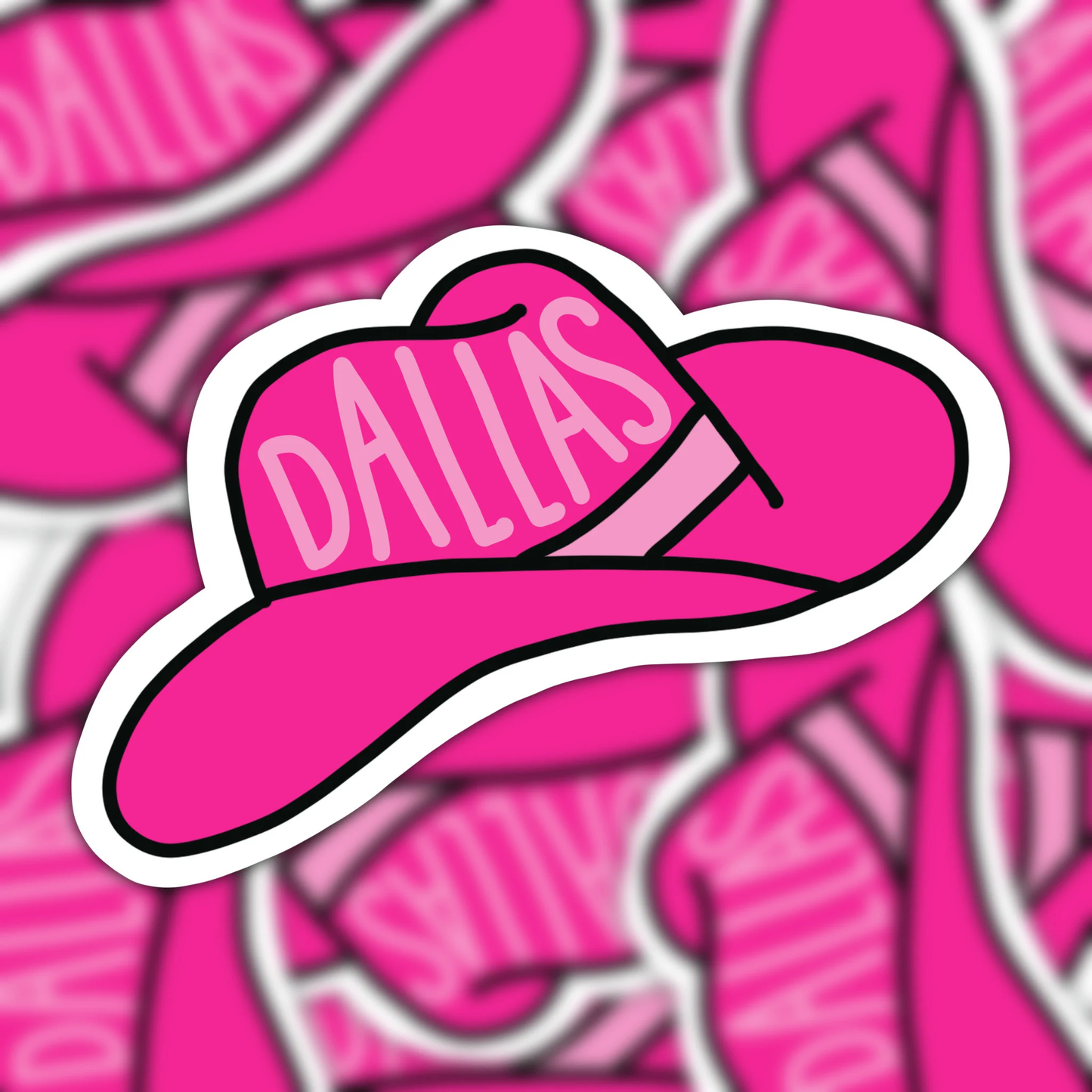 Dallas Pink Cowboy Hat Vinyl Sticker