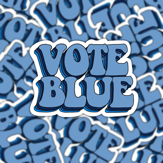 Vote Blue Groovy Vinyl Sticker